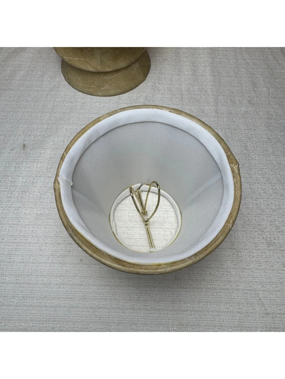 Small Beige Faux Leather Bell Lamp Shade 5 Inch Clip On Vintage Style